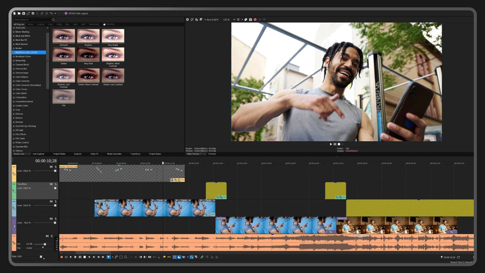 vegas pro interface